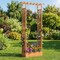 89" Elevated Wooden Garden Planter with Trellis, Hanging Canopy, and Drainage